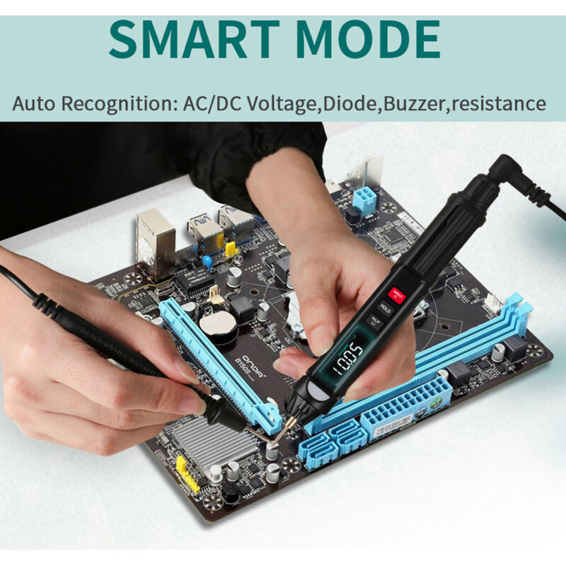Multimètre Numérique Stylo Testeur Tension Et8908 Avec Affichage Couleur, Flashlight Et Mesure Automatique Rms