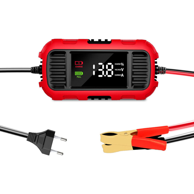 Chargeur De Batterie Moto Intelligent 12v 2a Avec Écran Led, Chargeur D'Entretien Automatique Pour Batteries Plomb-acide Agm/gel (borne Ue)