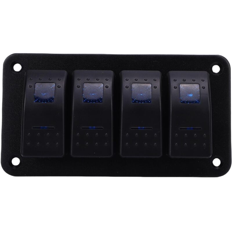 Interrupteur Basculant Aluminium 4 Positions Pre-câblé Marque Inconnue Avec Rétro-éclairage Bleu Pour Voiture, Bateau, Camping-car
