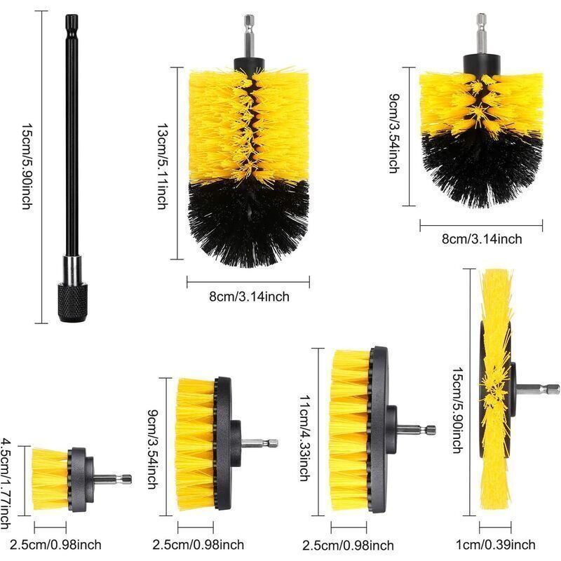 【kit De Brosses De Nettoyage】 Accessoire Pour Perceuse Sans Fil - 8 Pièces En Polypropylène Durable