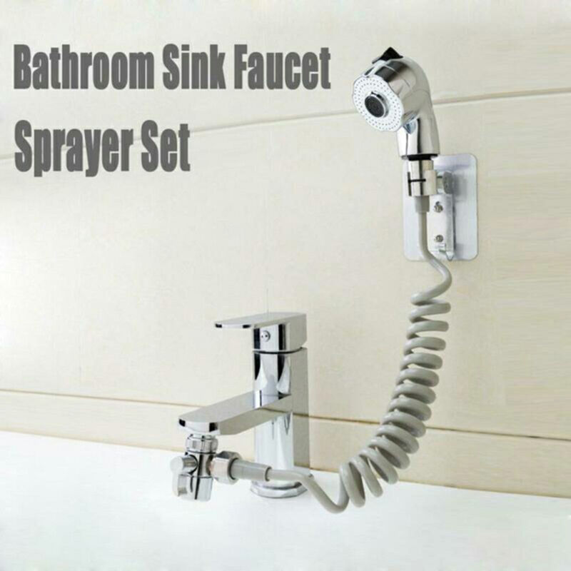 Ensemble De Douchette Pour Lavabo Avec Flexible Et Adaptateur Pour Robinet, Support Et Flexible – Idéal Pour La Buanderie, La Salle De Bain Ou Le Bac À Lessive.