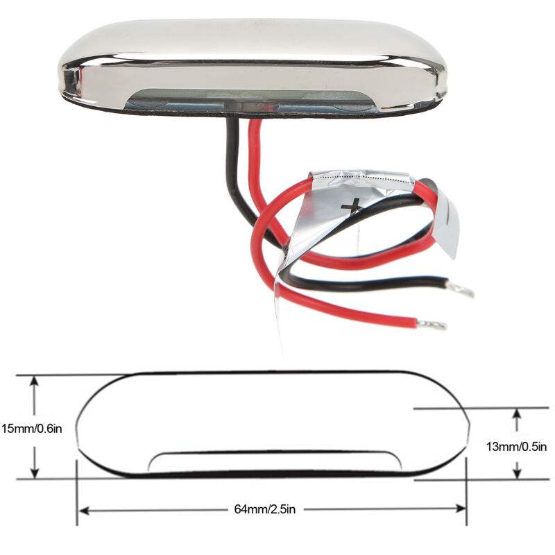 Lumière D'Escalier Led Ip66 Pour Bateau - Plinthe D'Ambiance 12v Blanc Chaud - Plaque Inox 316 - Montage Vissé