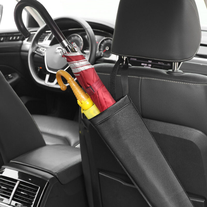 Sac Pour Parapluie Voiture En Pu - Rangement Étanche, Pliable Et Compact Avec Poignée, Pour Siège Arrière