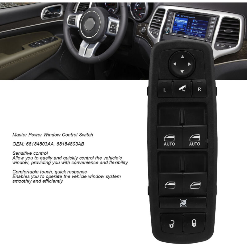 Interrupteur Principal De Commande De Vitre Électrique - Compatible Grand Cherokee 2014-2018 - Modèle 11 Broches - Remplacement Direct Oe 68184803aa/ab