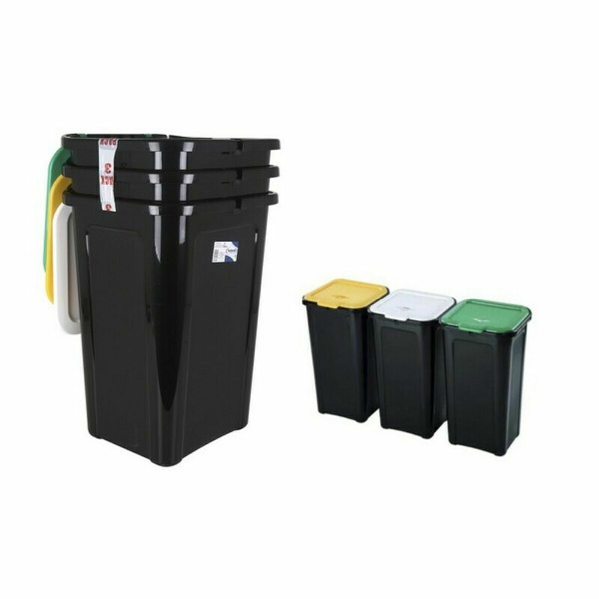 Recycling Papierkorb Tontarelli 44 L Schwarz (38,5 X 34,5 X 54,5 Cm) (3 Uds)