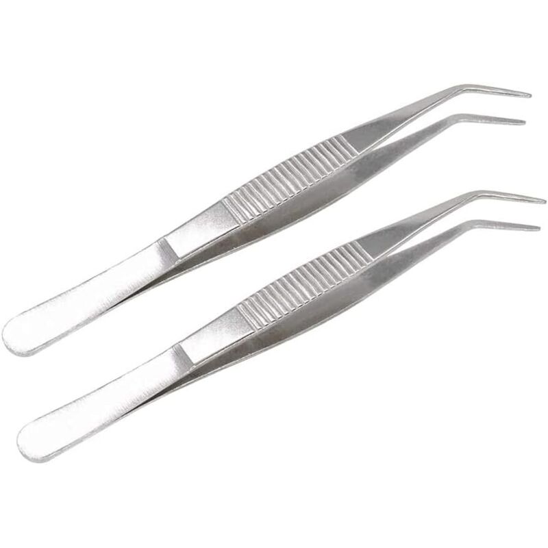 2 Paar 12 Cm Lange Edelstahlzangen Mit Gebogenen, Gezahnten Spitzen – Professionelle Mehrzweckzangen Für Industrielle Anwendungen
