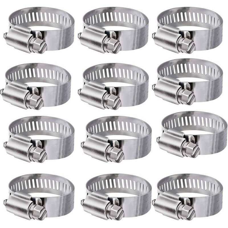 12 Stück (16-25 Mm) Schlauchschellen Aus Edelstahl 304, Verstellbare Schlauchklemmen Aus Edelstahl Für Haus- Und Wasserschläuche