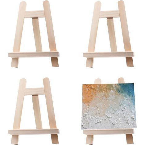 Set Mit 4 Mini-tischstaffeleien Aus Holz – 15 X 20 Cm – Kleiner Ständer Für Bilderrahmen – Hochzeitsstaffelei – Zum Malen, Zeichnen, Für Kunstwerke Und Ausstellungen