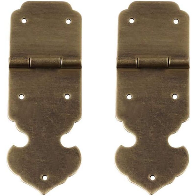 Set Aus 2 Dekorativen, Antiken Scharnieren Aus Reinem Messing Für Möbel