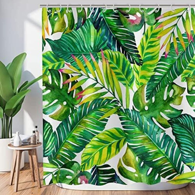 Duschvorhang Mit Tropischem Blättermuster, 180x180 Cm