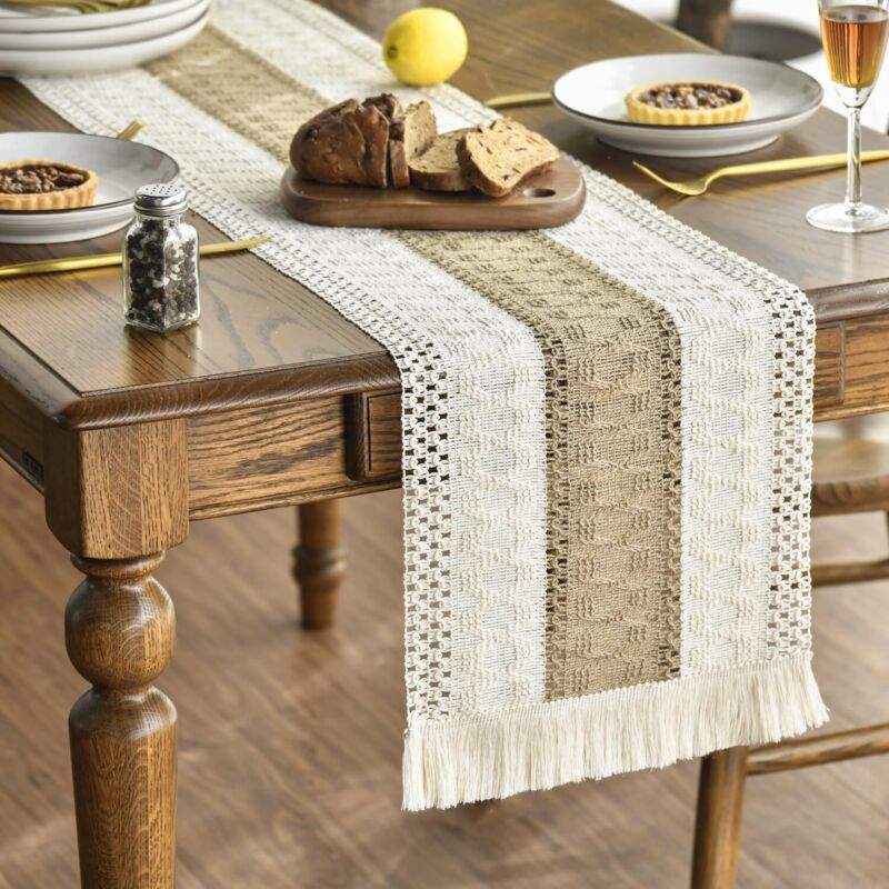 1 Tischläufer – Bohème-landhausstil – Leinen Und Baumwolle – Waschbar – Tischdekoration Für Partys