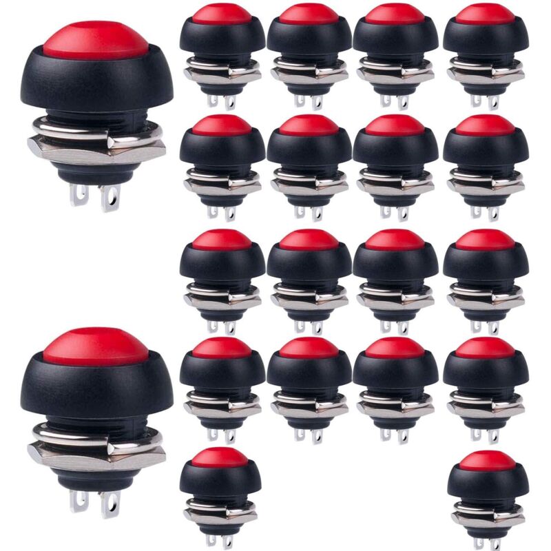 20 Stück Rote 12-mm-mini-momentan-drucktaster
