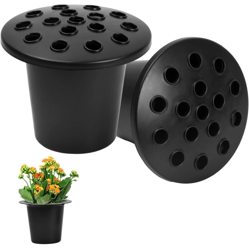 Set Mit 2 Schwarzen Kunststoff-einsätzen Für Trauervasen