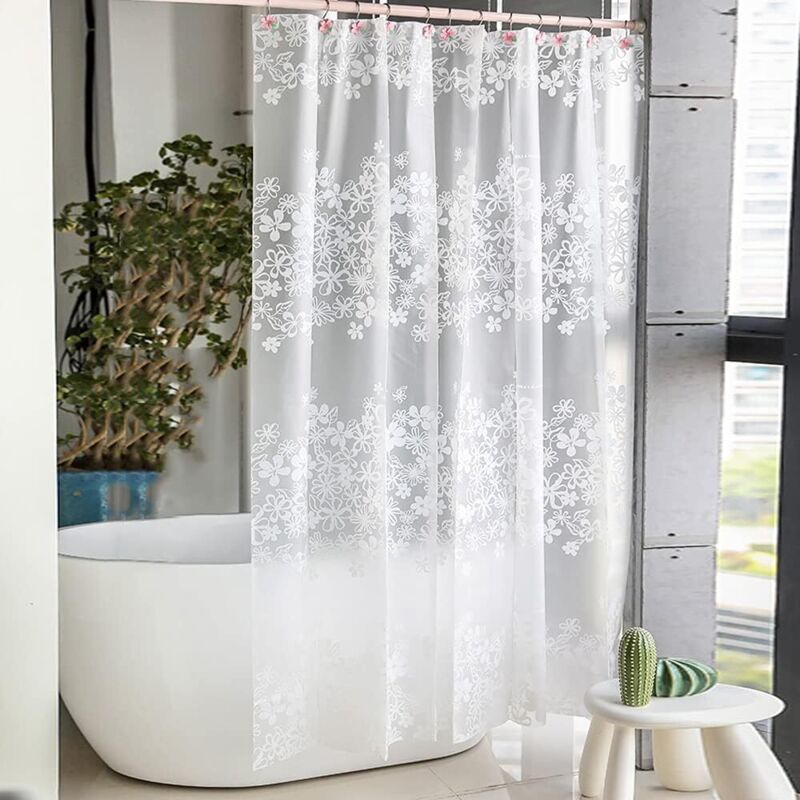 300x200 Wasserdichter, Schimmelresistenter Duschvorhang Mit Blumenmuster