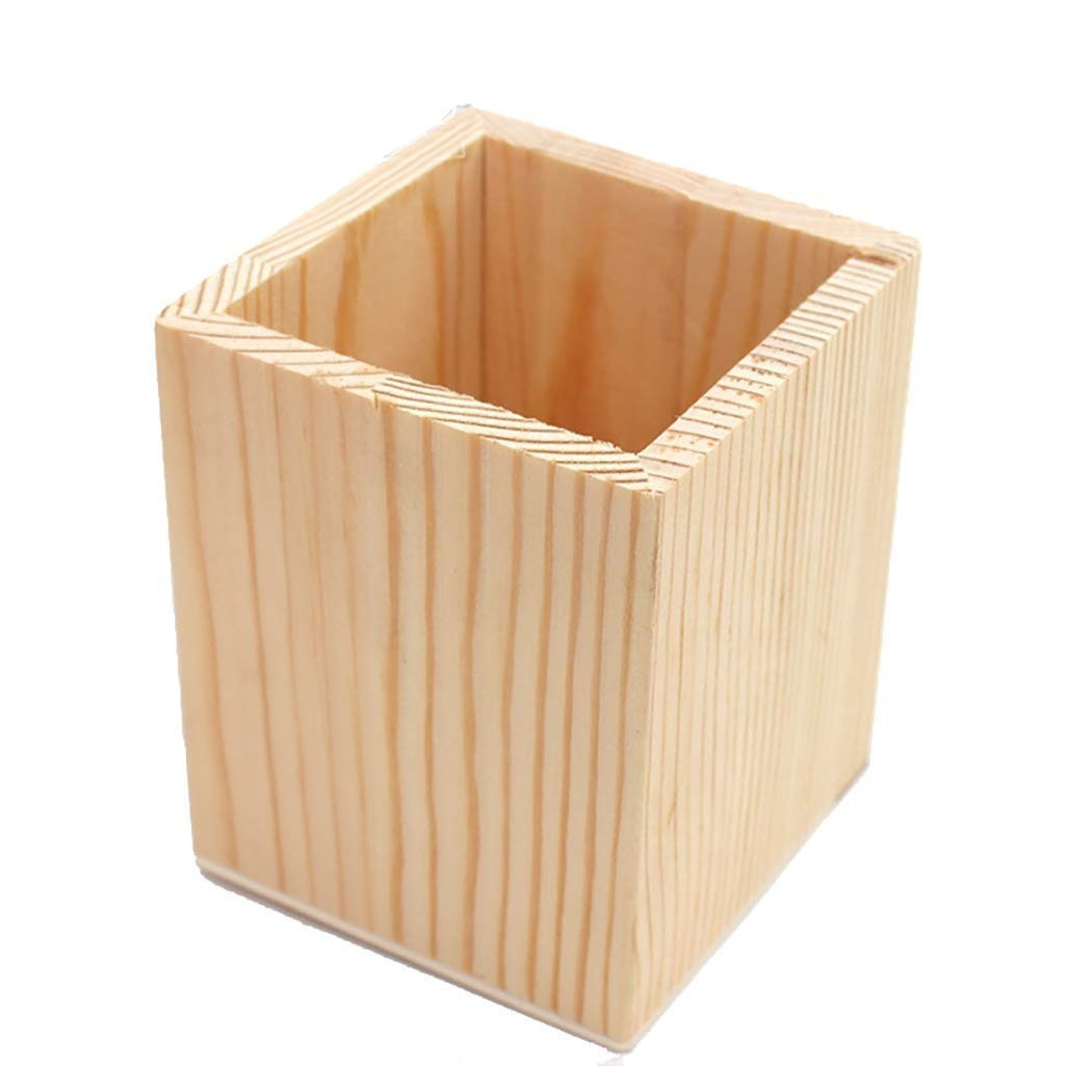 Trade Shop - Rechteckiger Hölzerner Stifthalter Rf64887 Organizer 10x8cm Penne Bleistifte Container -