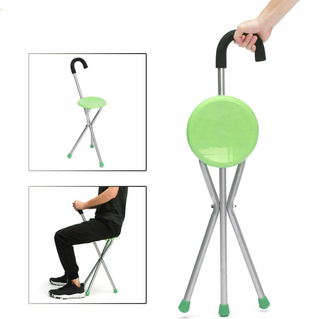 Trade Shop - Stativ-gehks-stick Mit Älterer Camping-stuhlstuhl -