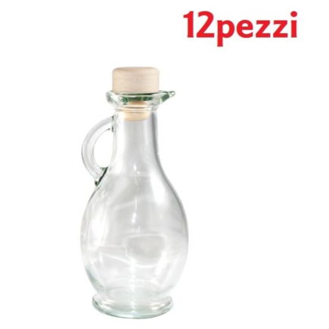 Trade Shop - Set 12 Bottiglie Bottigline Vetro Trasparente Egizia Mit Tappo 250cc -