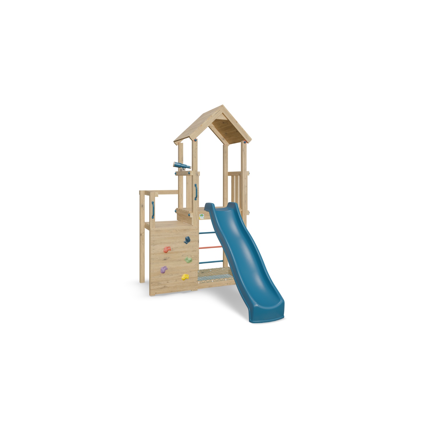 Trigano Spielturm Holz "agile Xplorer 2", Mit Sandkasten Mit Netz, Plattform Mit Rutsche, Kletterwand Und Fernglas