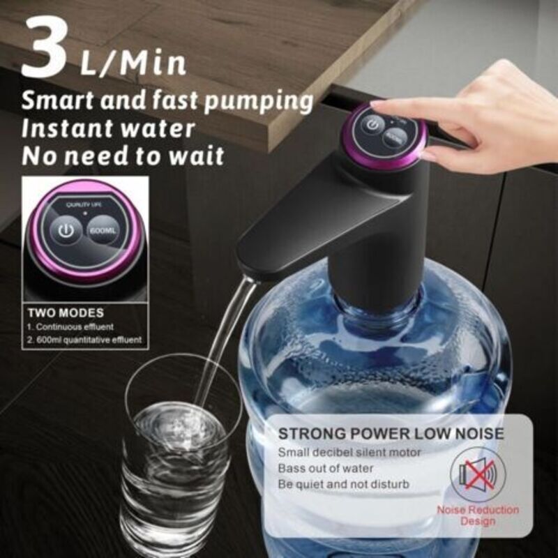 Elektrischer Wasserspender Mit Standfuß Und Automatischer Trinkwasserpumpe Mit Universellem Usb-anschluss Für Camping, Büro Und Zuhause (schwarz), Von Dyk.trywise