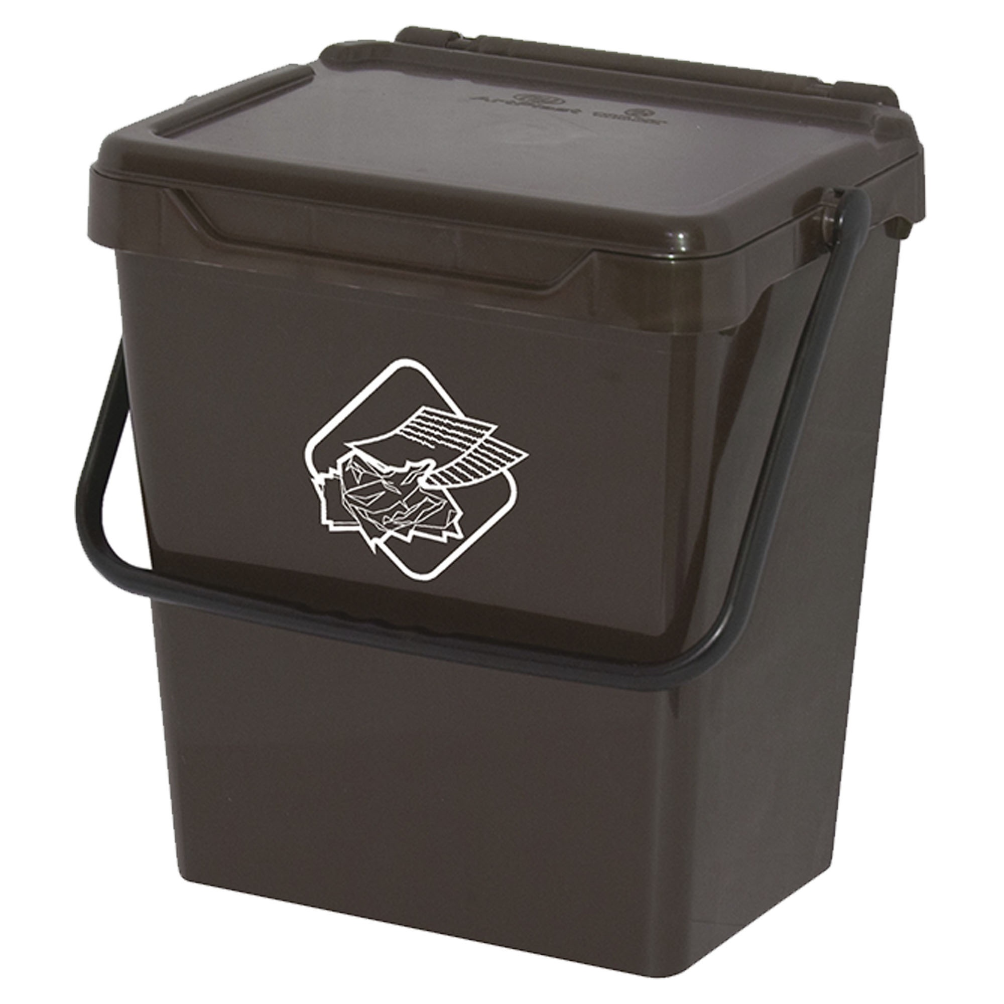 Eimer Aus Polypropylen Mit Henkel Und Deckel, Farbe Braun, 30 Lt. 400x305x390 Mm