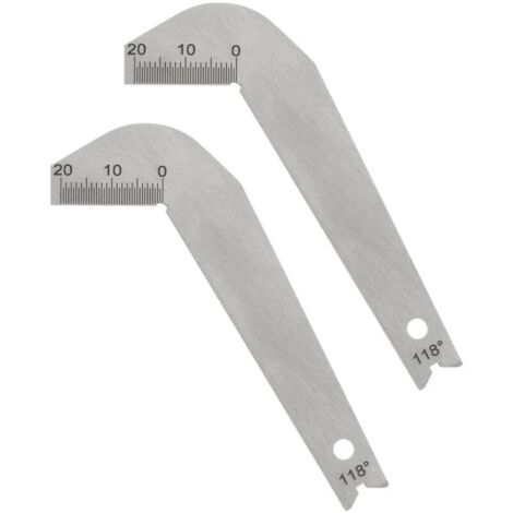 2 Stück Bohrerwinkelmesser 118 Grad Bohrer-schärflehre Edelstahl-winkelmesslehre
