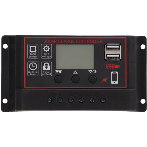 Solarladeregler, Intelligenter Batterieregler Mit Zwei Usb-anschlüssen, 12 V/24 V, Pwm, Einstellbaren Automatikprogrammen, Lcd-display, 80 A