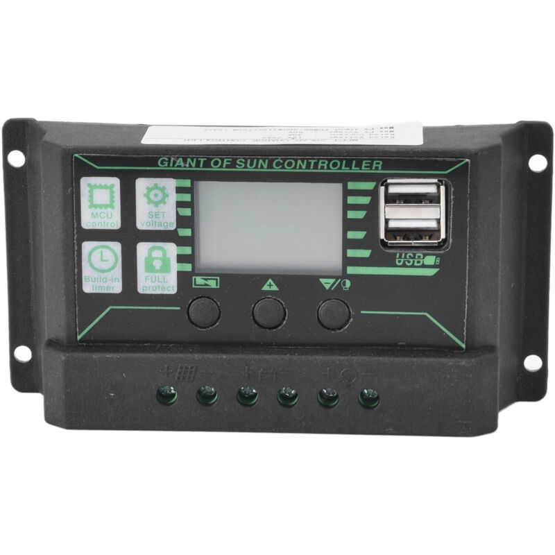 Solarlade- Und -entladeregler, Einstellbares Lcd-display, 30-a-dual-usb-mppt-pwm-photovoltaik-modulregler