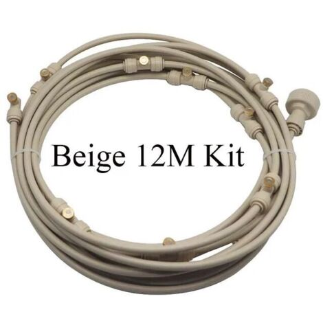 Beregnungsanlage Mit Ventilator Und Sprühnebel Für Den Außenbereich Vormontierte Beregnungsanlage Mit Wassersprenger Für Terrasse, Garten, Gewächshaus Und Pflanzen Bewässerungsset (6–18 M) 12 M Beigef