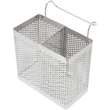 Küchenutensilienhalter, 13 X 7 X 12,5 Cm – Edelstahl, 2 Fächer, Besteck- Und Geschirrabtropfgestell Mit Haken Für Gastronomie Und Haushalt