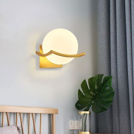 Moderne Wandleuchte Für Den Innenbereich, E27-wandleuchte Mit Glasschirm, Goldene Wandleuchte Für Schlafzimmer, Wohnzimmer, Flur Und Treppenhaus, Leuchtmittel Nicht Enthalten [energieklasse E]
