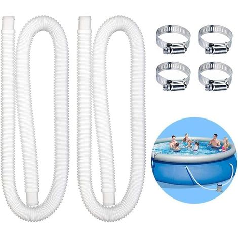 2-teiliger Poolschlauch, Ersatz-poolschlauch, Schlauch Für Aufstellpools Mit 4 Metallklemmen, 32-mm-poolschlauch, Ersatz-poolschläuche, Für Aufstellpools (1,5 M)