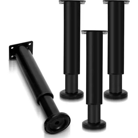 4x Möbelfüße, 18-30 Cm Ausziehbar (schwarz), Standfüße, Verstellbare Schrankfüße, Hotel-standfüße