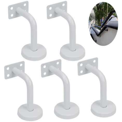 Set Mit 5 Weißen Treppenhandlaufhalterungen, Treppengeländerstützen Aus Edelstahl, 60x80 Mm, Für Treppengeländer, Stützen Oder Balustraden Im Innen- Und Außenbereich