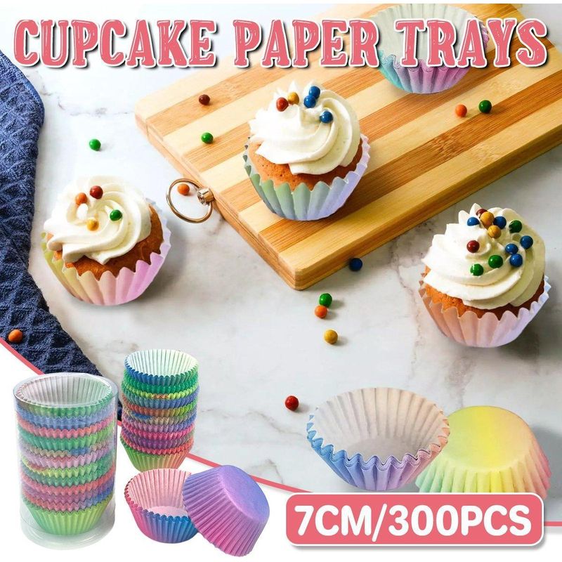 Set Mit 300 Papierförmchen Für Cupcakes Und Muffins In Farbverlaufsfarben