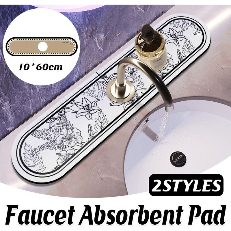 Saugfähige Matte Mit Saugnäpfen Aus Kieselgur Für Wasserhahn, 10 Cm, Für Badezimmer- Oder Küchenspüle.