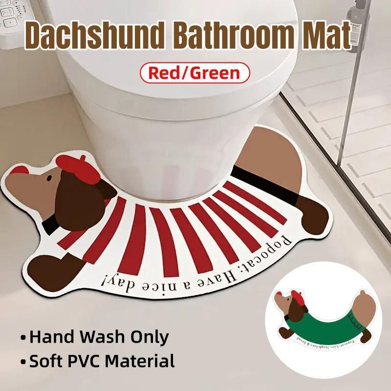 U-förmige Fußmatte Mit Dackelmuster, Rutschfest Und Fleckenabweisend, Für Toilette Und Haushalt, Rot.