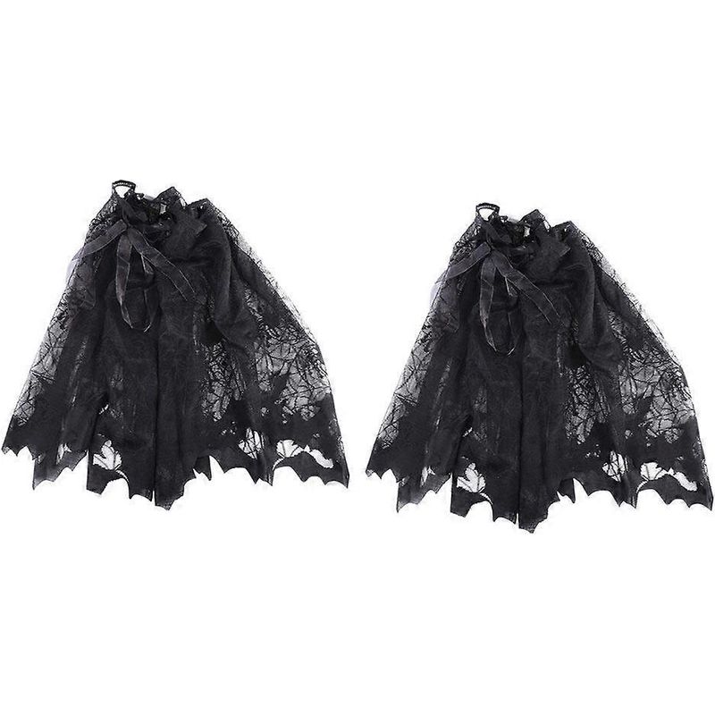 Set Aus 2 Spitzenlampenschirmen Für Tischlampen, Ideale Dekoration Für Halloween Oder Eine Party.