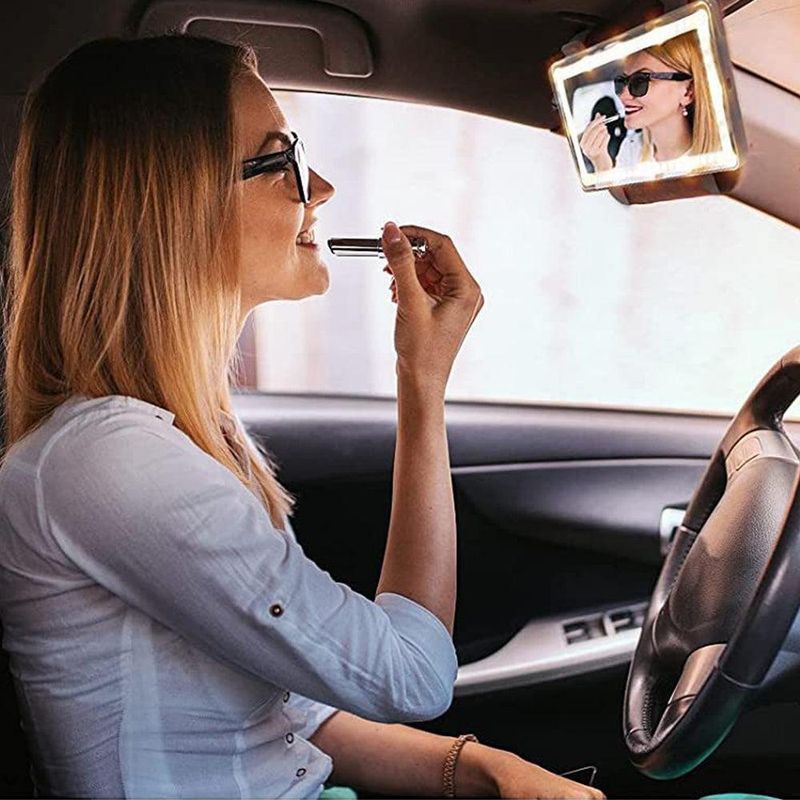 Usb-auto-wandspiegel Mit Touchscreen Und Weißem Led-spiegel