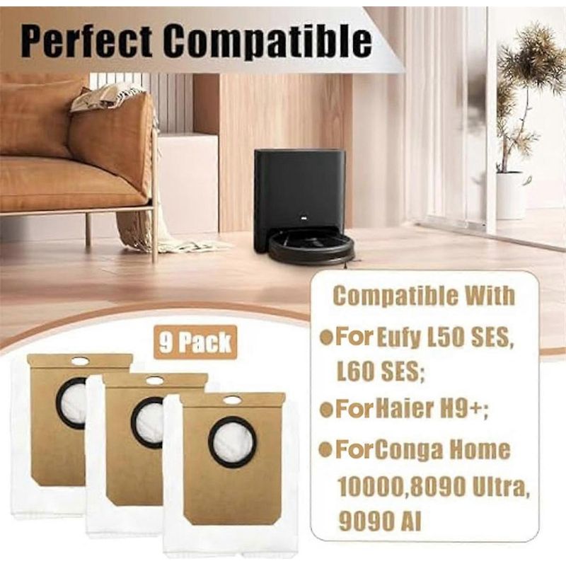 Packung Mit 9 Staubbeuteln Für Die Staubsauger Home 10000/8090 Ultra/9090 Ai Und H9 Plus (modelle L50/l60 Und H9 Plus).
