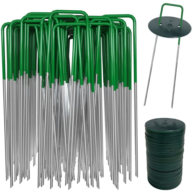 40 Piquets De Fixation Pour Bache E 40 Rondelle, Piquets De Jardin Mezzo Verde, Agrafes Toile De Paillage, Piquet De Fixation Jardin, 150×25mm, Ø2,8 Mm