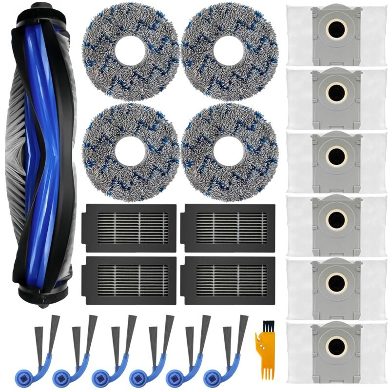 Lot De 21 Accessoires Pour Robot Aspirateur Pour Ecovacs Deebot T30c Omni Gen2,t30c Omni, 1 Brosse Principale, 4 Lingettes De Nettoyage, 4 Filtres, 6 Sacs À Poussière, 6 Brosses Latérales, Accessoires