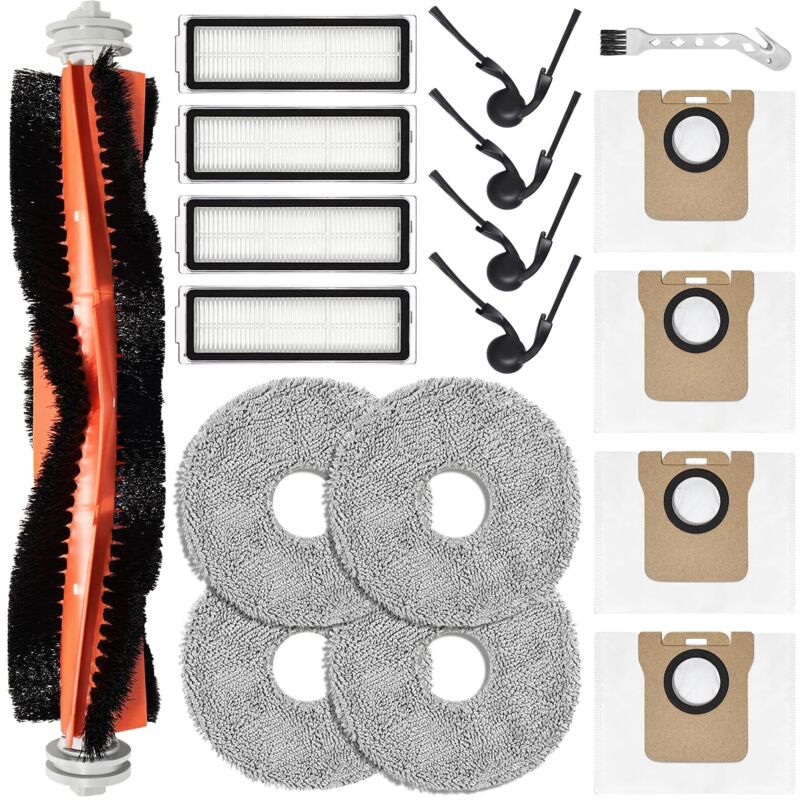 Pièces De Rechange Pour Xiaomi Robot Vacuum 5/5 Pro Aspirateur Accessoires,1 Brosse Principale,4 Serpillières, 4 Filtre De Rechange,4 Sacs À Poussière,4 Brosses Latérales,1brosse De Nettoyage