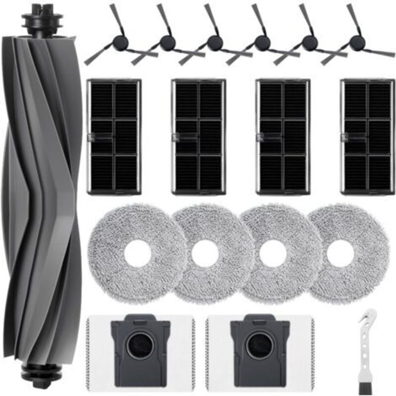 Kit D'Accessoires Pour Mova E40 Ultra Robot Aspirateur, 1 Brosse Principale, 6 Brosses Latérales, 4 Filtres, 4 Chiffons, 2 Sacs À Poussière, 1 Brosse De Nettoyage