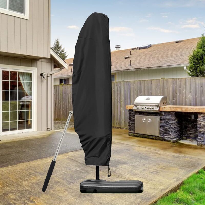 Housses Pour Parasols Déporté 3x3m, Protection Imperméable Avec 1,4m De Fermeture Éclair, 265x40/70/50cm Avec Tige Télescopique