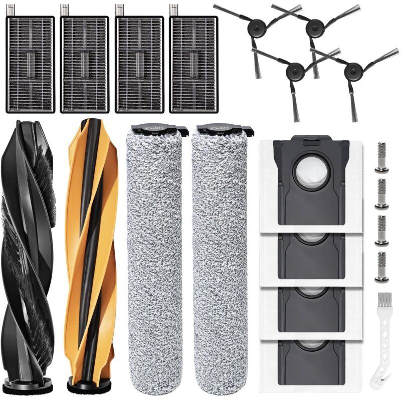 Pièces Rechange Pour Dreame Aqua10 Ultra Roller Complete Aspirateur Accessoires,2 Brosse Principale, 2 Rouleaux De Serpillières, 4 Filtre De Rechange, 4 Sacs À Poussière, 4 Brosses Latérales