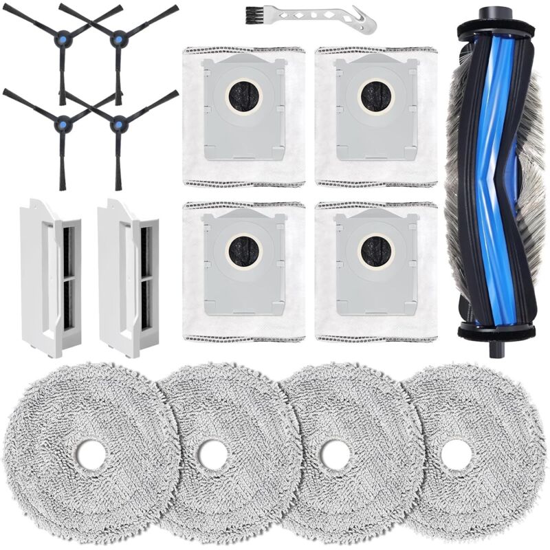 Accessoires Pour Ecovacs Deebot Mini Aspirateur Piece De Rechange,1 Brosse Principale, 4 Serpillières, 2 Filtre De Rechange, 4 Sacs À Poussière, 4 Brosses Latérales
