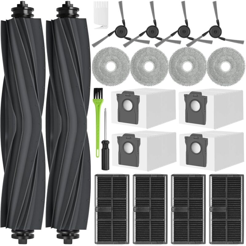 L40 Ultra Accessoires Pour Dreame L10s Ultra Gen 3 / X40 Ultra Complete/mova P50 Pro Ultra / X40 Ultra Pièces De Rechange 4 Sacs À Poussière 2 Brosse Principale 4 Chiffons 4 Filtres 4 Brosse Latérale