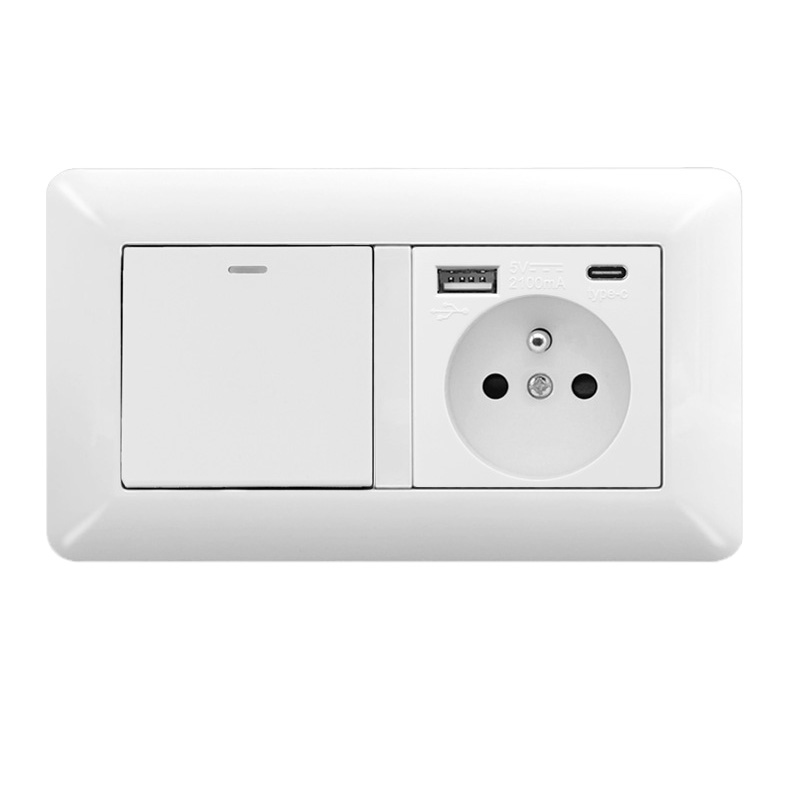 1 Stück – Wandschalter + Usb-anschluss + Typ-c-steckdose, Modernes Duo Für Die Renovierung