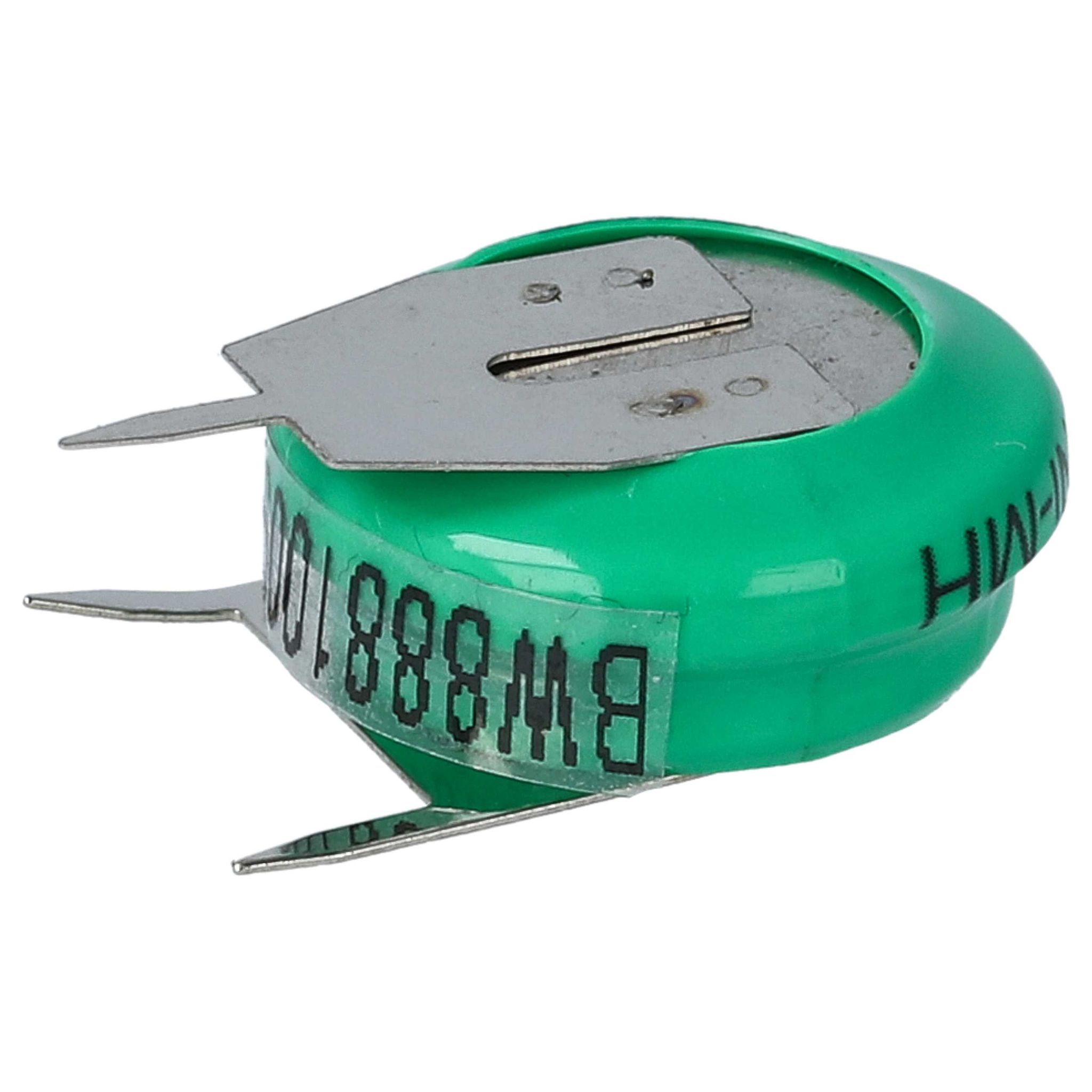 Vhbw - Knopfzellen Akku Typ V80h (nimh, 80mah, 1.2v) - 1 Zelle, 3 Pins Printanschluss, Wiederaufladbar