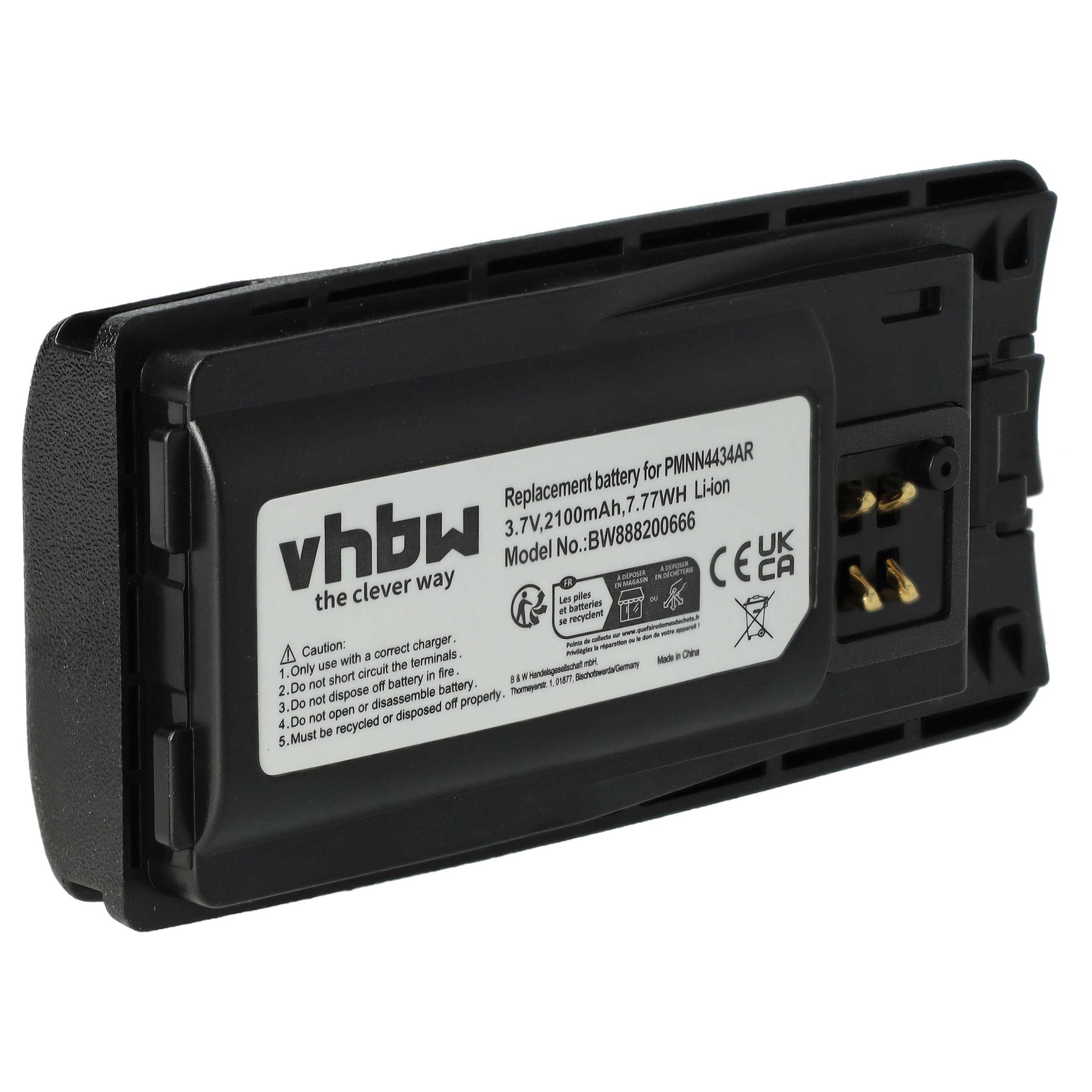 Vhbw - Akku Ersatz Für Motorola Pmnn4434, Pmnn4434a, Pmnn4434ar Für Funkgerät, Walkie Talkie (2100 Mah, 3,7 V, Li-ion)